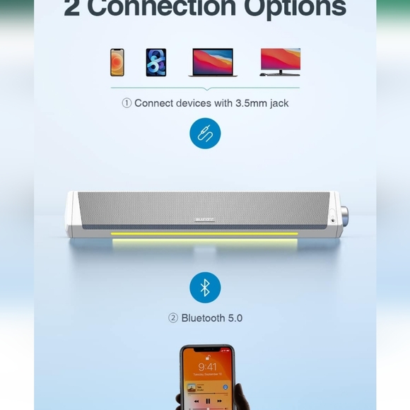 Bluedee Computer Speakers, Bluetooth Soundbar, HiFi Stereo New in a Box - Picture 12 of 14